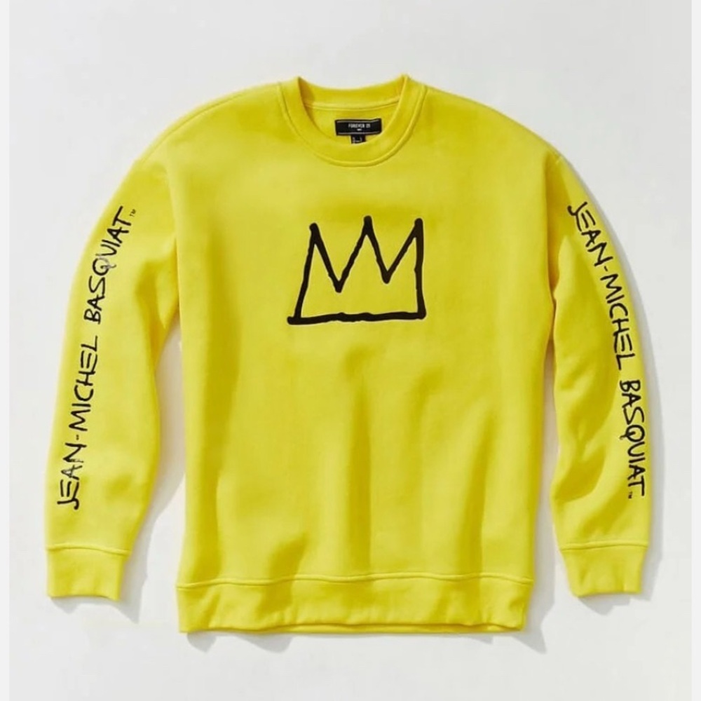 Forever 21 Yellow Crewneck Sweater with Crown Design